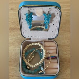 Elegant Blue and Gold Jewelry Set with travel case
